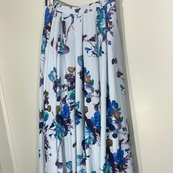 Fame and Partners Light Blue and Purple Floral Pleated Maxi Skirt A-line Size 4 - Picture 9 of 9